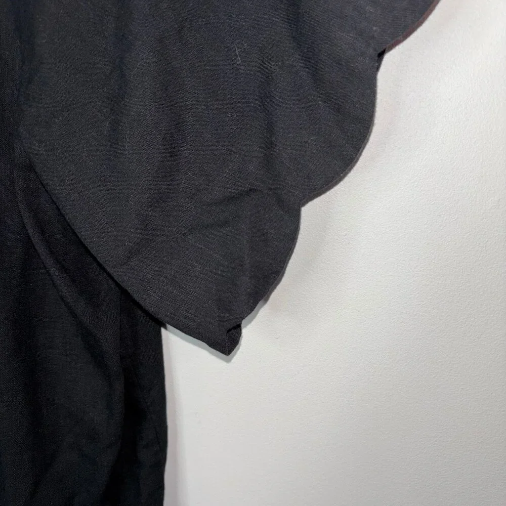 J. Crew Scalloped Romper Tencel®-Linen Black G5371 Size L